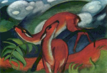 Franz Marc Painting - Rote Rehe II Franz Marc